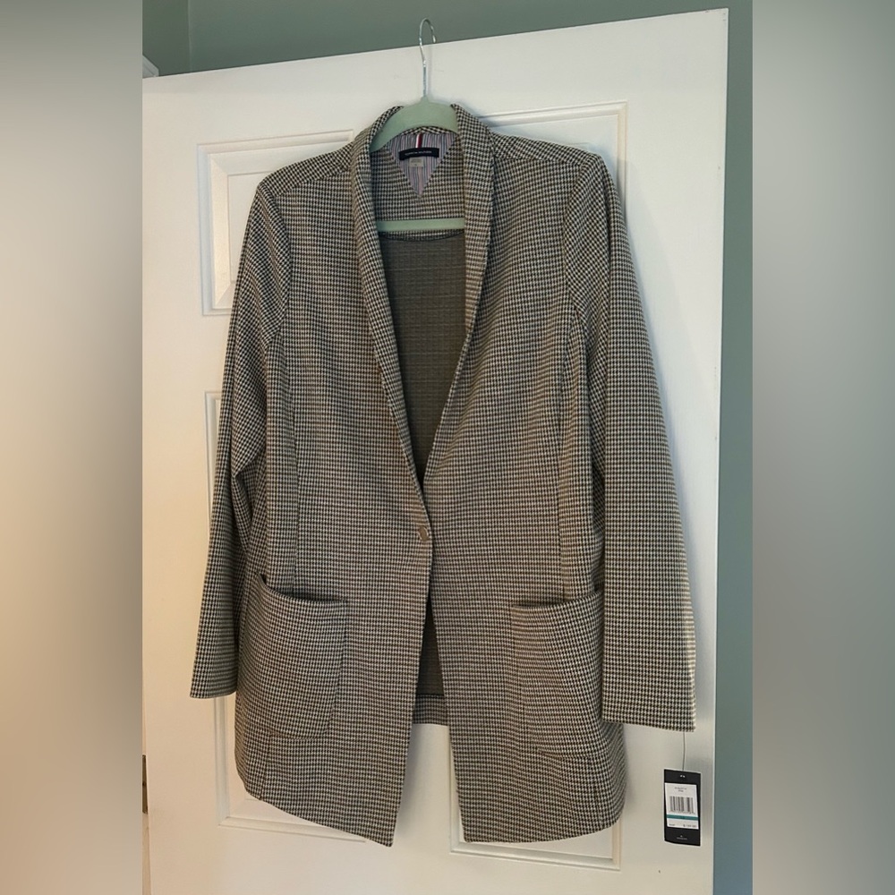 NWT Tommy Hilfiger Women’s Houndstooth Brown Blazer. Sz. 16.